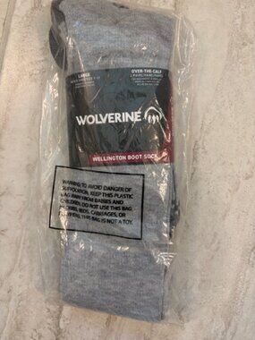 NEW Wolverine Wellington Gray Boot Sock LG 2 Pairs Over-The-Calf Work Gorpcorp